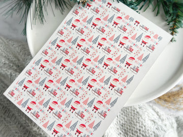 1 Sheet, Approx 13x90cm, Christmas Print Water Decal Image Transfer for Polymer Clay / Ceramics